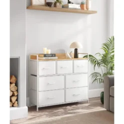 Furnihaus Commode kast 7 stoffen laden met handgrepen metalen frame industrieel