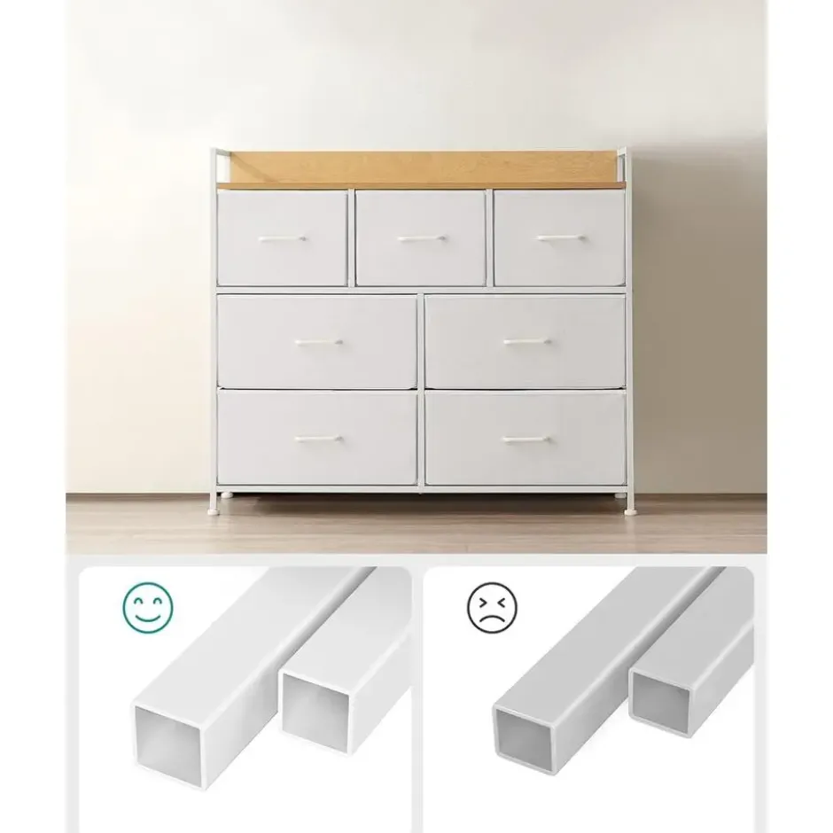 Furnihaus Commode kast 7 stoffen laden met handgrepen metalen frame industrieel