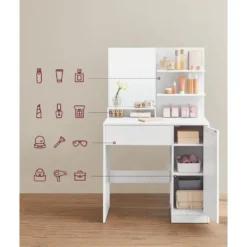 Furnihaus Kaptafel met rechthoekige spiegel en 1 lade cosmetische tafel