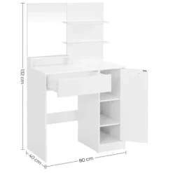 Furnihaus Kaptafel met rechthoekige spiegel en 1 lade cosmetische tafel