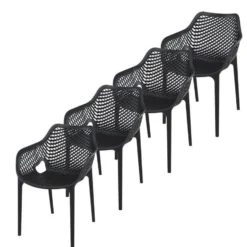 Garden Impressions Air XL design tuinstoel zwart - 4 stuks