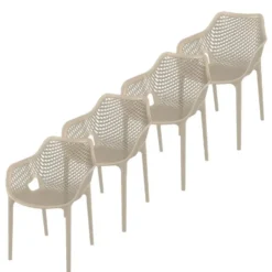 Garden Impressions Air XL design tuinstoel taupe - 4 stuks