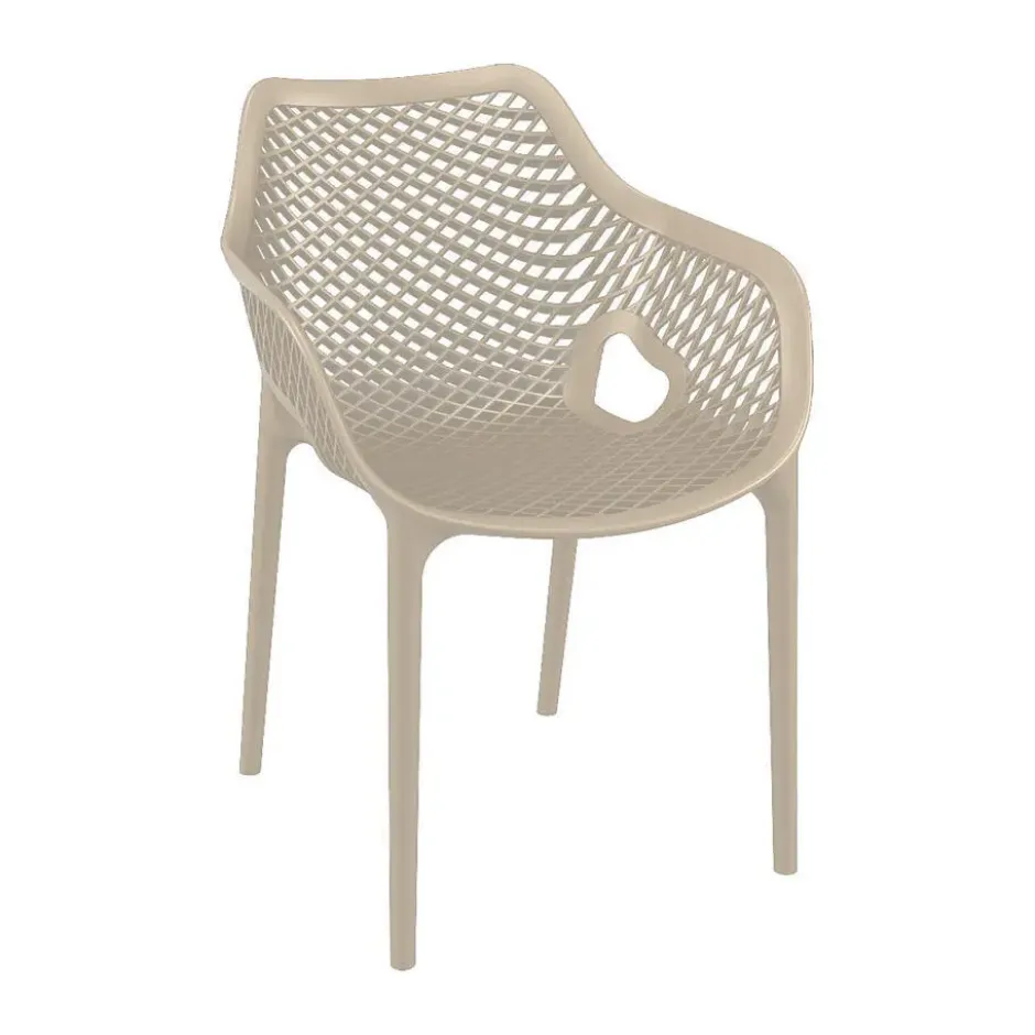 Garden Impressions Air XL design tuinstoel taupe - 4 stuks