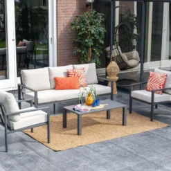 Garden Impressions Durban loungeset 4-delig donker grijs - desert sand