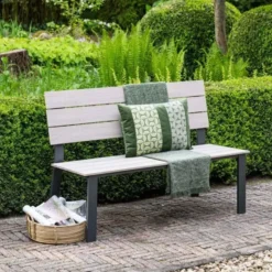 Garden Impressions Ellen parkbank donker grijs - light teak Vironwood