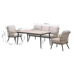 Garden Impressions Kalibo lounge dining set 4-delig - donker grijs