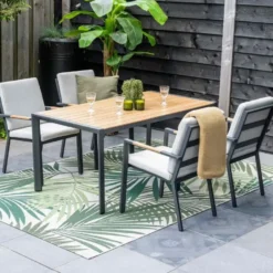 Garden Impressions Kasper tuintafel 160x84xH72 cm - donker grijs - teak look