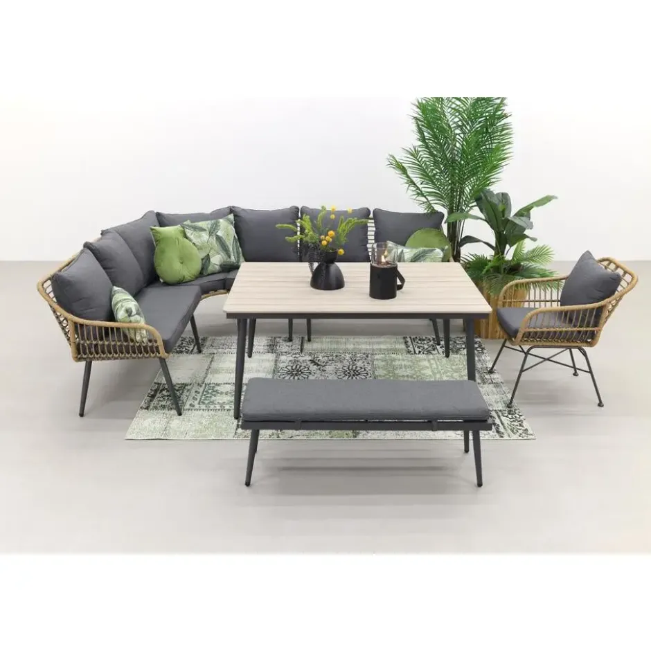 Garden Impressions Margriet lounge dining + stoel - Naturel - 7 delig