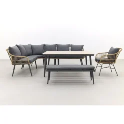 Garden Impressions Margriet lounge dining + stoel - Naturel - 7 delig