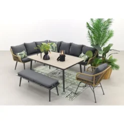 Garden Impressions Margriet lounge dining + stoel - Naturel - 7 delig