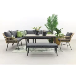 Garden Impressions Margriet lounge dining + stoel - Naturel - 7 delig