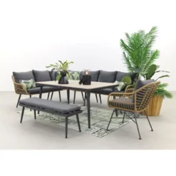 Garden Impressions Margriet lounge dining + stoel - Naturel - 7 delig