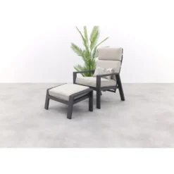 Garden Impressions Max loungestoel + voetenbank - Carbon black/Sand