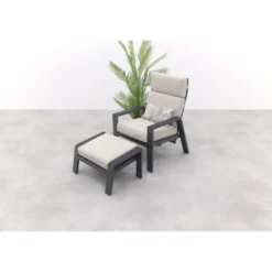 Garden Impressions Max loungestoel + voetenbank - Carbon black/Sand