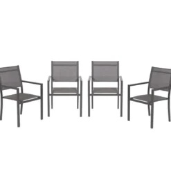 Garden Impressions Moon tuinstoelen set van 4 – carbon black / antraciet