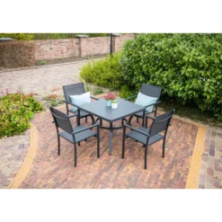 Garden Impressions Moon tuinstoelen set van 4 – carbon black / antraciet