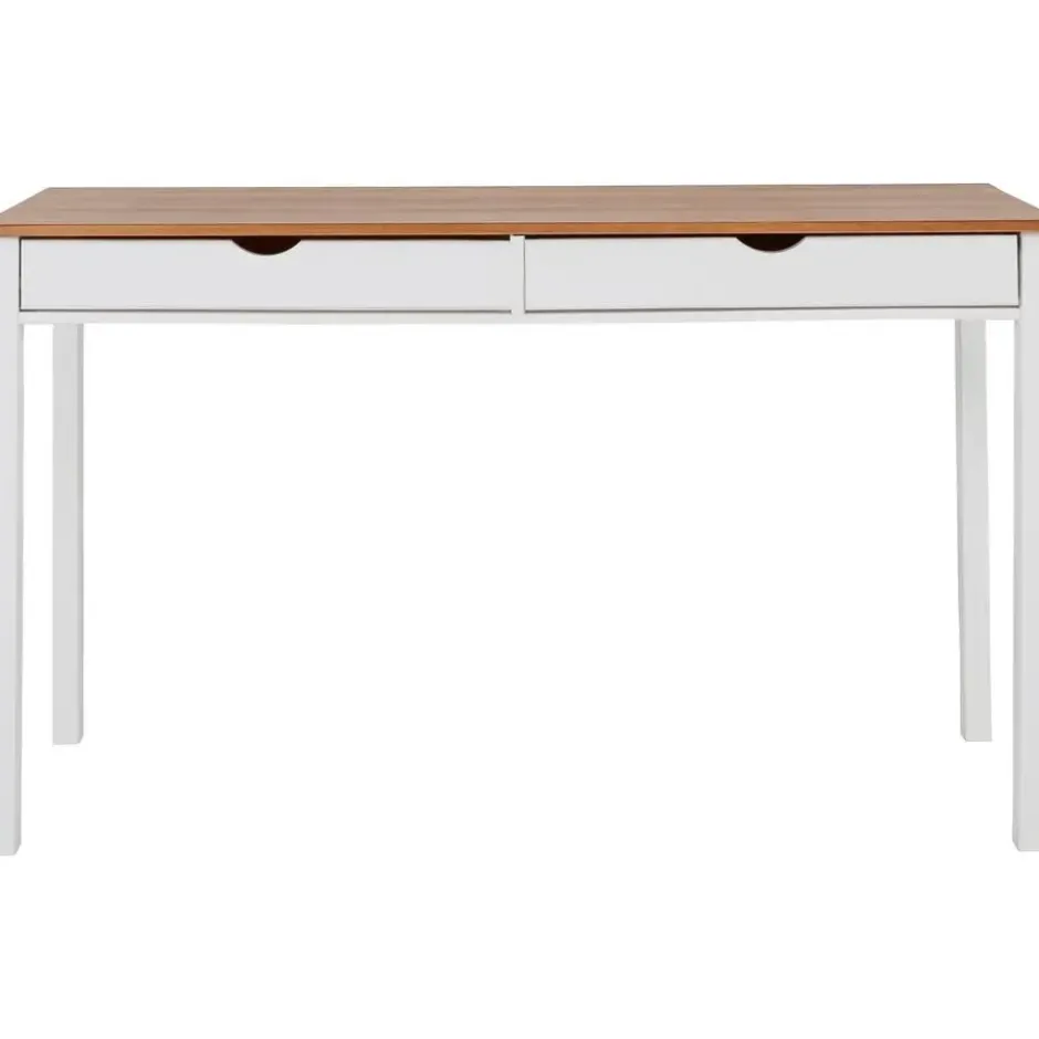 Gava - Bureau met 2 laden wit en naturel grenen