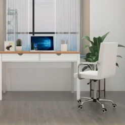 Gava - Bureau met 2 laden wit en naturel grenen