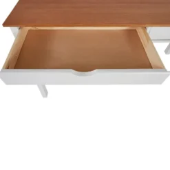 Gava - Bureau met 2 laden wit en naturel grenen