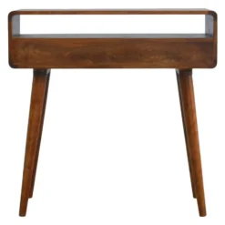 Gebogen Kastanje Sidetable met Open Sleuf