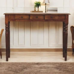Gedraaide Poten Chestnut Console, 3 Lades, Donkerbruin