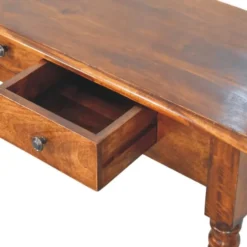 Gedraaide Poten Chestnut Console, 3 Lades, Donkerbruin