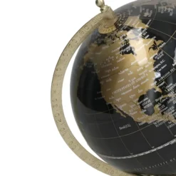 Gerimport Decoratie Wereldbol Thomas - globe - zwart - 18 x 24 cm