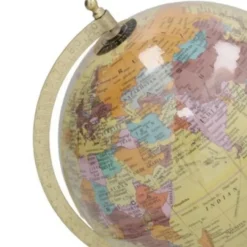Gerimport Decoratie Wereldbol Thomas - globe - geel - 18 x 24 cm