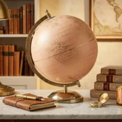 Gerimport Decoratie Wereldbol Thomas - globe - zalm - 18 x 24 cm