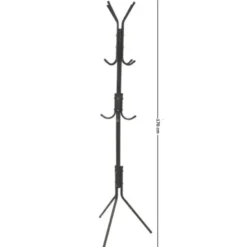 Gerimport - kapstok - zwart - metaal - staand - 12 haken op 3 hoogtes - 170 cm