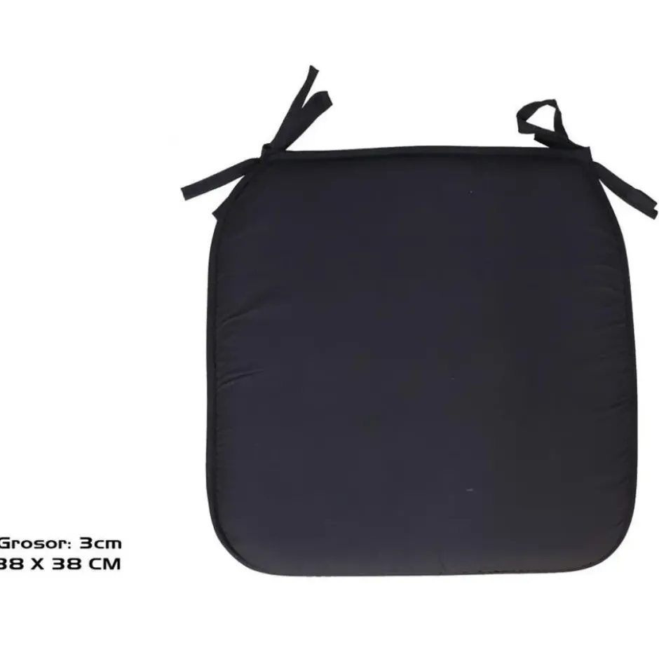 Gerimport Stoelkussen Anna - binnen/buiten - zwart - 39x39x3 cm