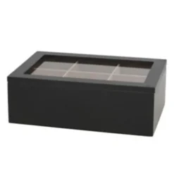 Gerimport Theedoos - 6-vaks - hout - 16 x 24 cm - met deksel