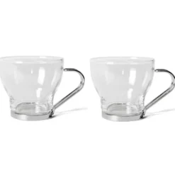 Gerimport theeglazen set - 6x stuks - 170 ml - RVS - oor/handvat