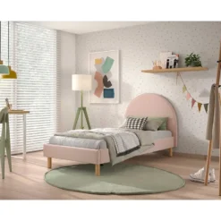 Gestoffeerd bed Maeva 90x200cm - roze bouclé stof