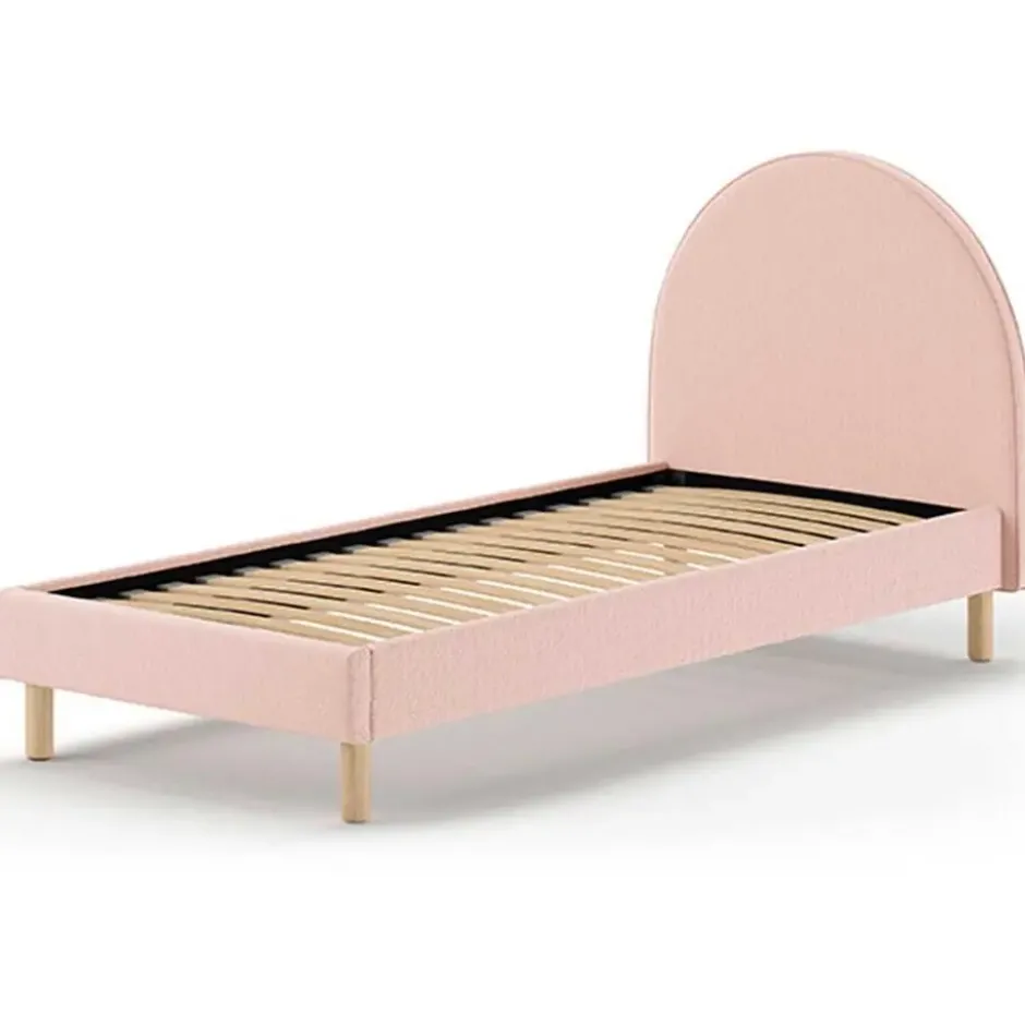 Gestoffeerd bed Maeva 90x200cm - roze bouclé stof