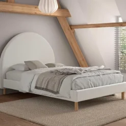 Gestoffeerd bed Maeva 140x200cm - witte bouclé stof