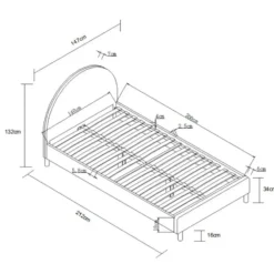 Gestoffeerd bed Maeva 140x200cm - witte bouclé stof