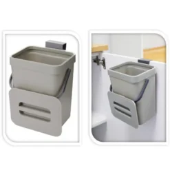 Gft afvalbakje voor aanrecht - 5L - grijs - 24 x 19 x 14 cm