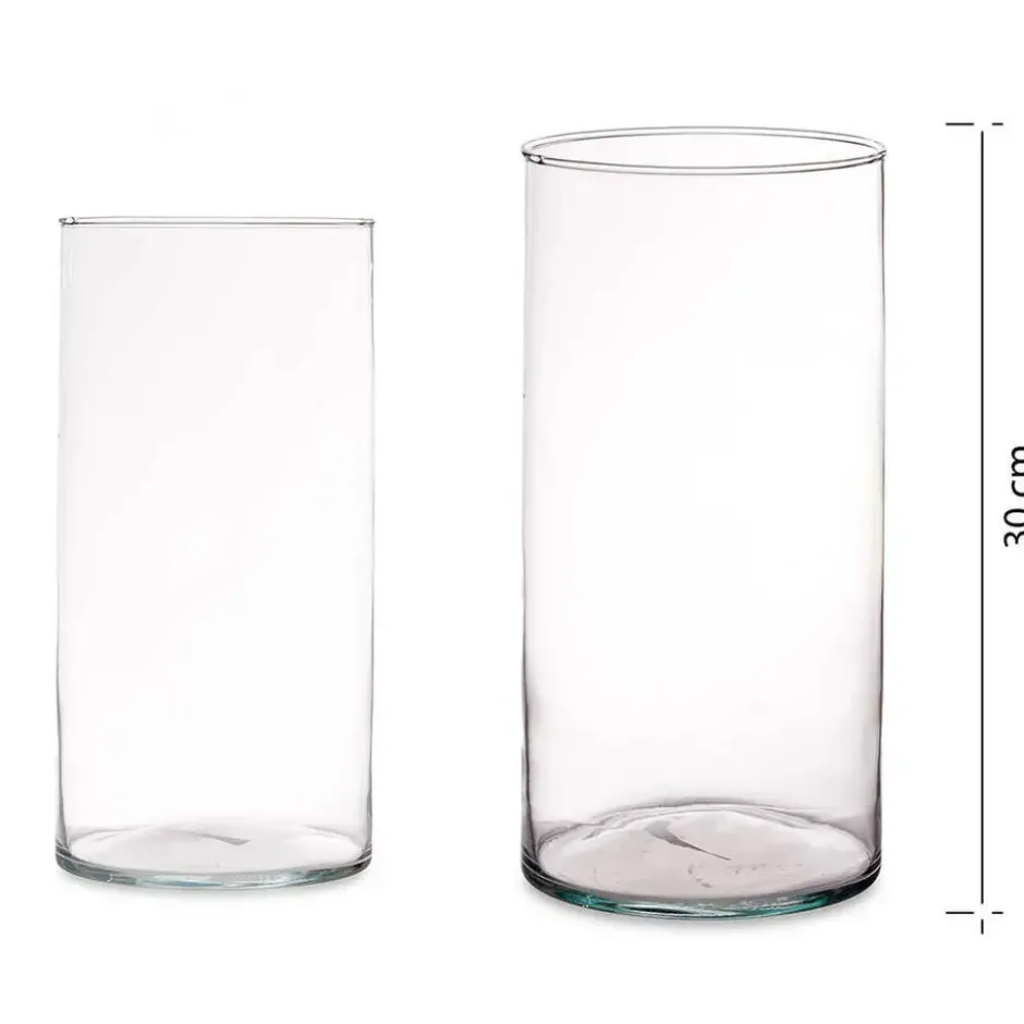 Giftdecor Bloemenvaas - transparant glas - D15 x H30 cm