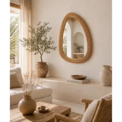 Giftdecor Spiegel Bali - rotan - organische vorm - 49 x 65 cm