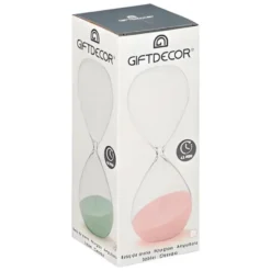 Gift Decor Zandloper cilinder - lila - 60 min - glas - D11xH30 cm