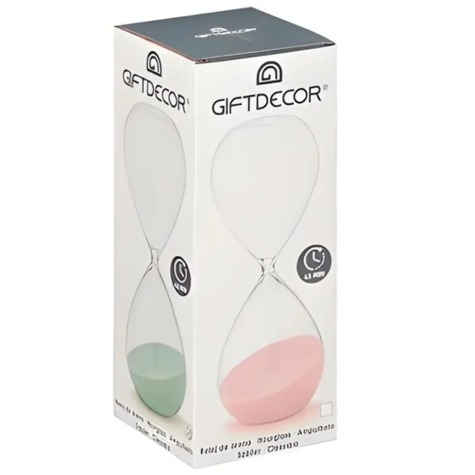 Gift Decor Zandloper cilinder - roze - 30 min - glas - D8xH25 cm