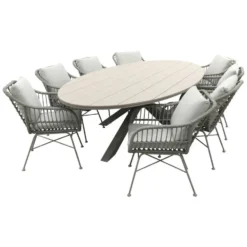 GI Margriet/Edison 8-persoons ovale tuinset 280x140 cm. - Taupe