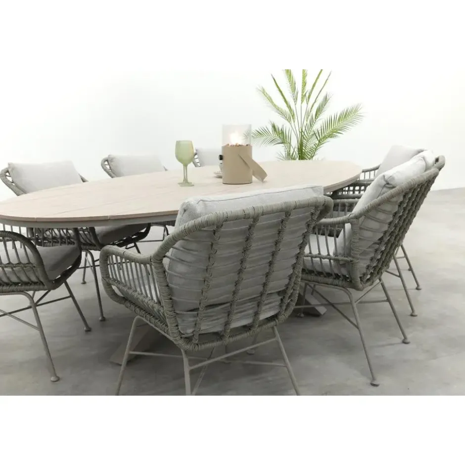 GI Margriet/Edison 8-persoons ovale tuinset 280x140 cm. - Taupe