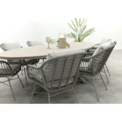 GI Margriet/Edison 8-persoons ovale tuinset 280x140 cm. - Taupe