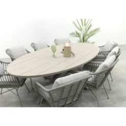 GI Margriet/Edison 8-persoons ovale tuinset 280x140 cm. - Taupe