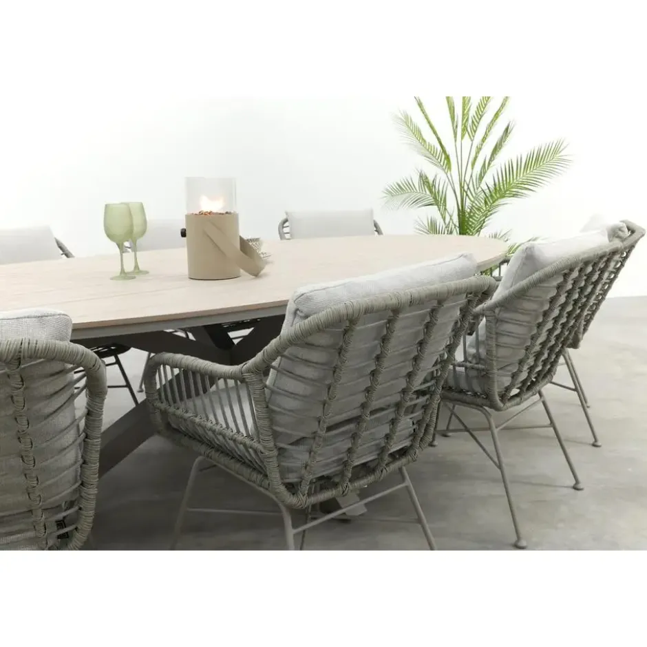 GI Margriet/Edison 8-persoons ovale tuinset 280x140 cm. - Taupe