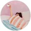 Glasschilderij Koffie in bed - Ø 50 - Roze