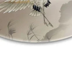 Glasschilderij Kraanvogels in Pastel - Ø 50 - Beige
