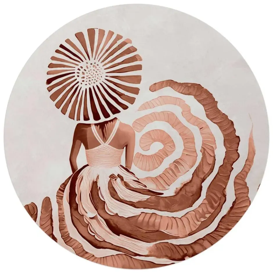 Glasschilderij Ronde jurk terracotta - Ø 70 - Oranje